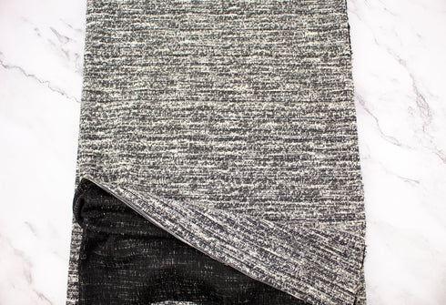 Cream and Black Tweed Sweater Knit Fabric Remnant 1 yard